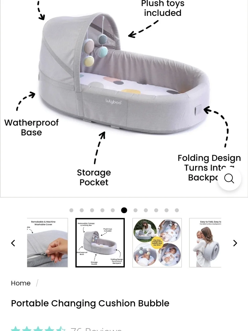 Lulyboo Portable Baby Nest in Light Gray - Foldable Travel Bassinet